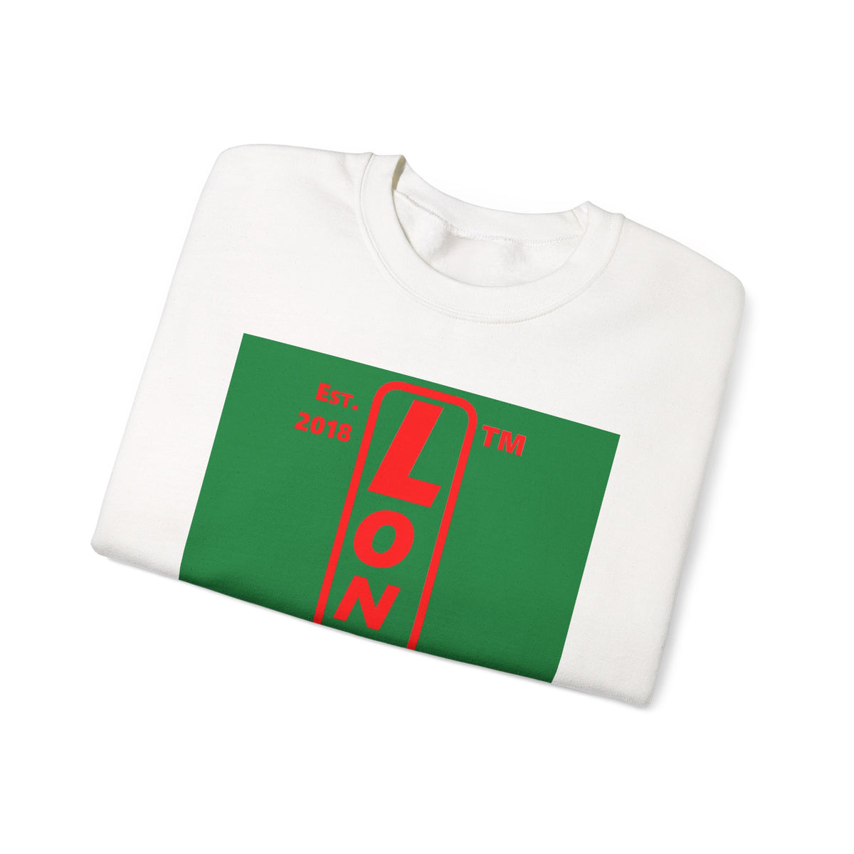 LongD Chicago upright logo positive red on negative green (Xmas colors) crewneck sweatshirt