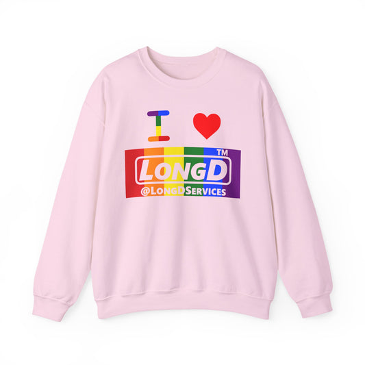 I Luv LongD negative vertical striped tag logo crewneck sweatshirt (Pride colors)
