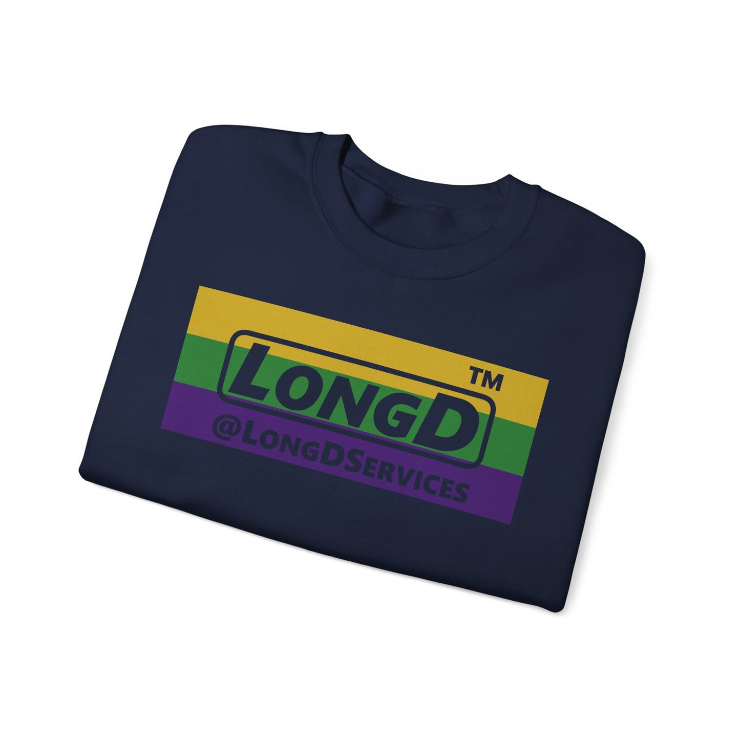 LongD negative striped Tag logo crewneck sweatshirt