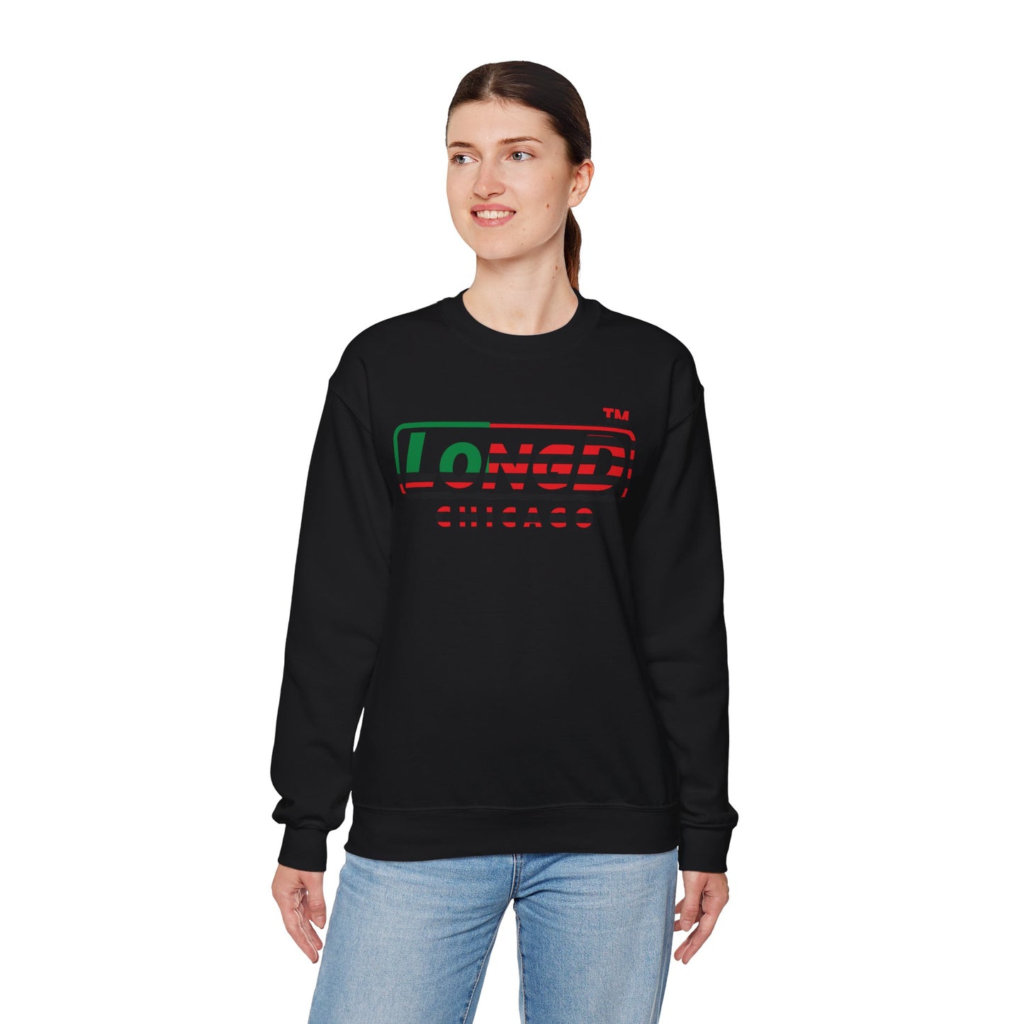 LongD positive flag Chicago logo crewneck sweatshirt (Juneteenth colors)
