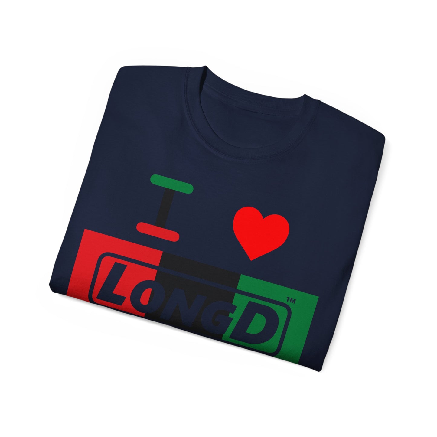 I Luv LongD® Logo Cotton Tee Juneteenth negative thirds text
