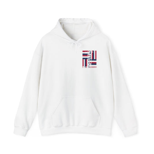 LongD single-breasted negative windmill front-back tag upright logo hoodie (Patriotic colors)