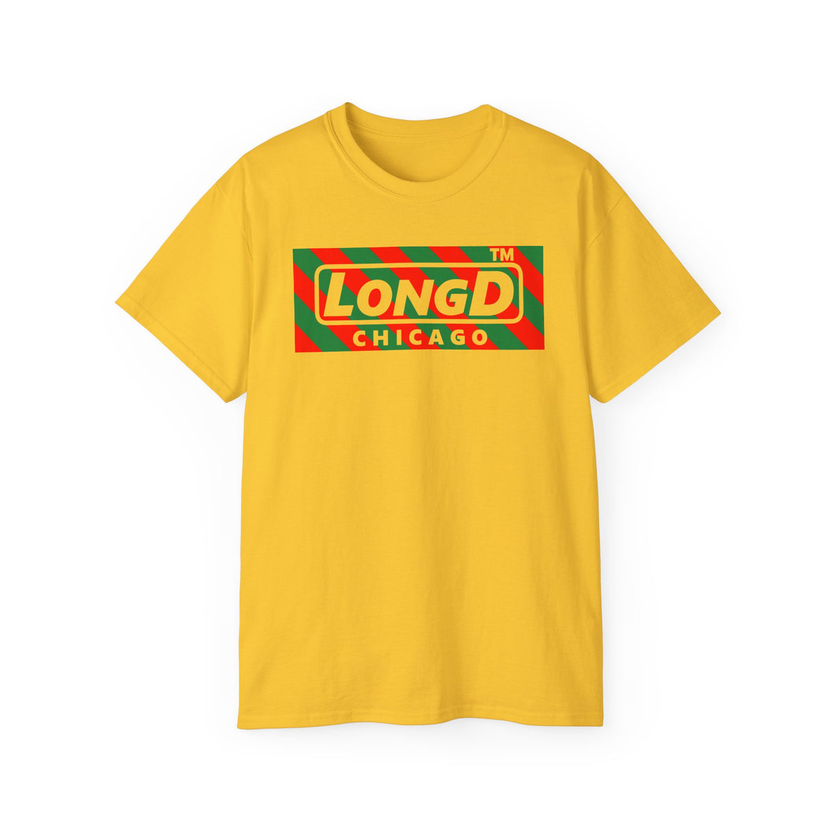 LongD Chicago negative 12-striped logo (Xmas colors) cotton tee