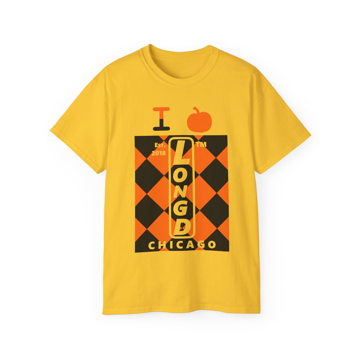 I pumpkin LongD Chicago negative upright argyle logo cotton tee