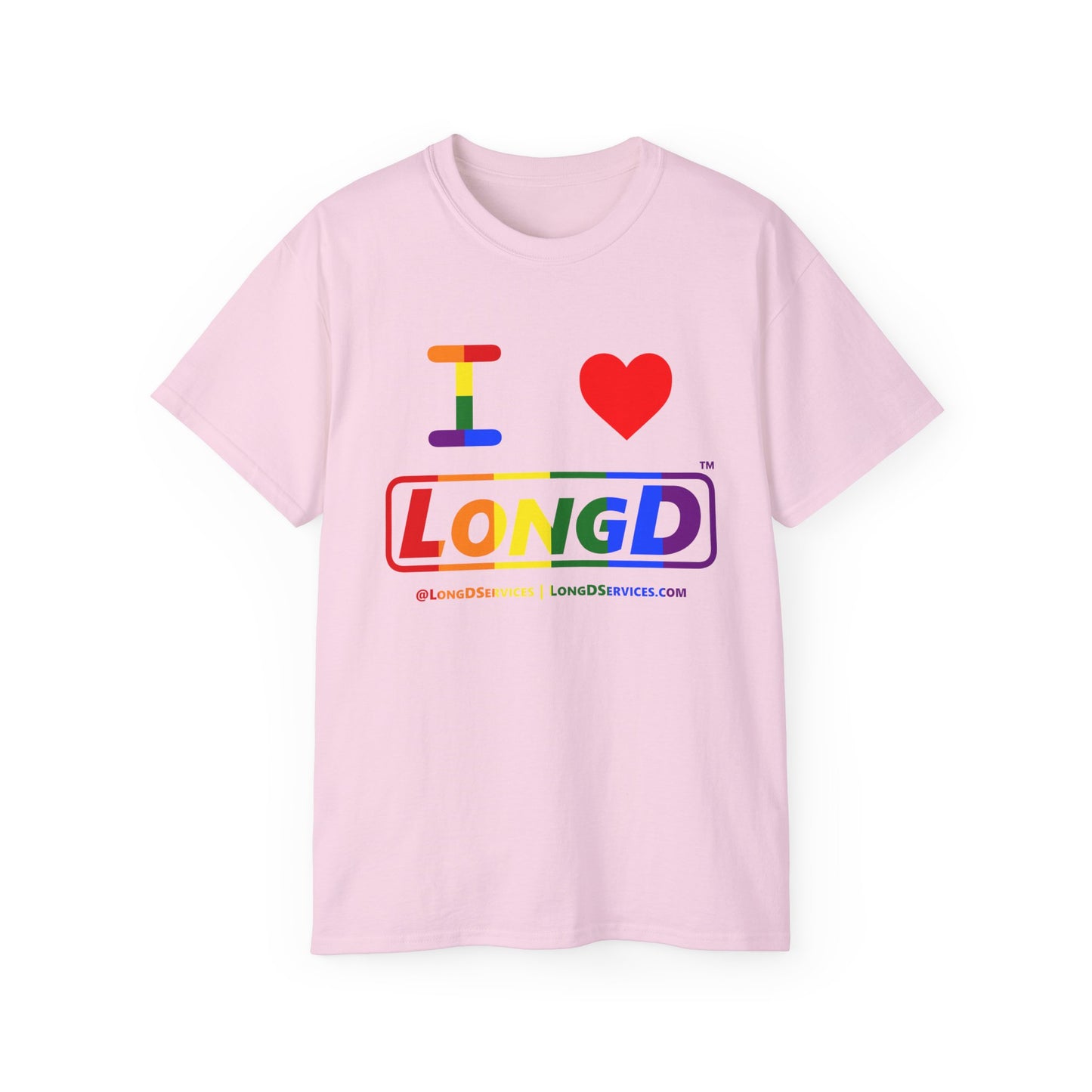 I Luv LongD® Logo Cotton Tee Pride rainbow positive text