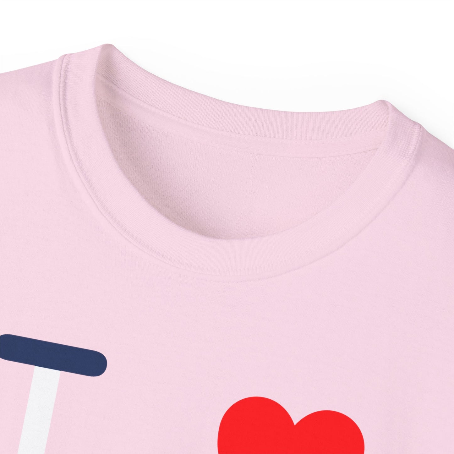 I Luv LongD® Logo Cotton Tee Red, White and Blue striped thirds text