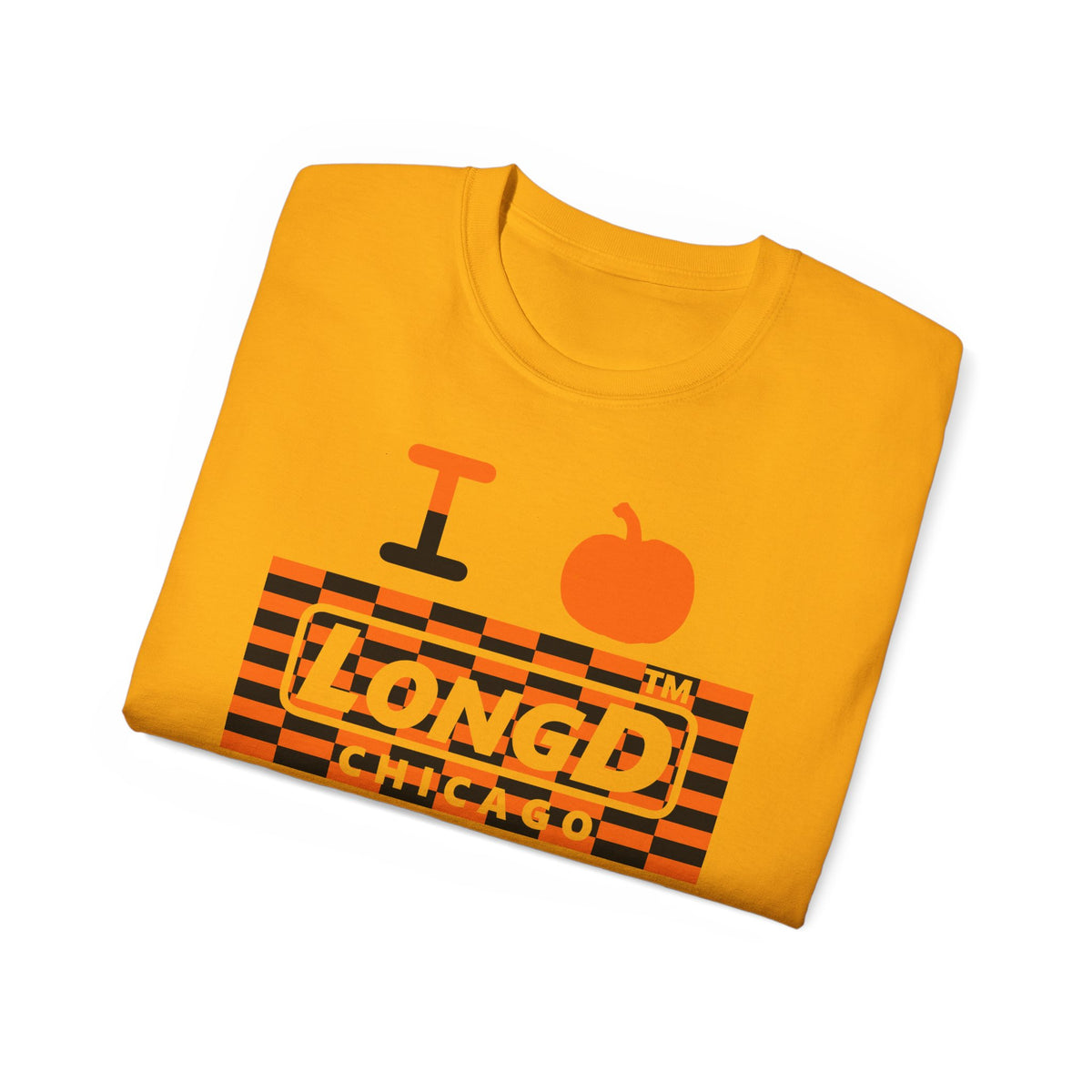 I pumpkin LongD Chicago negative tiled logo cotton tee