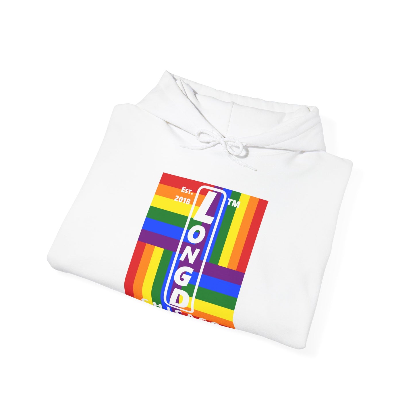 LongD® negative windmill upright Chicago logo hoodie (Pride colors)