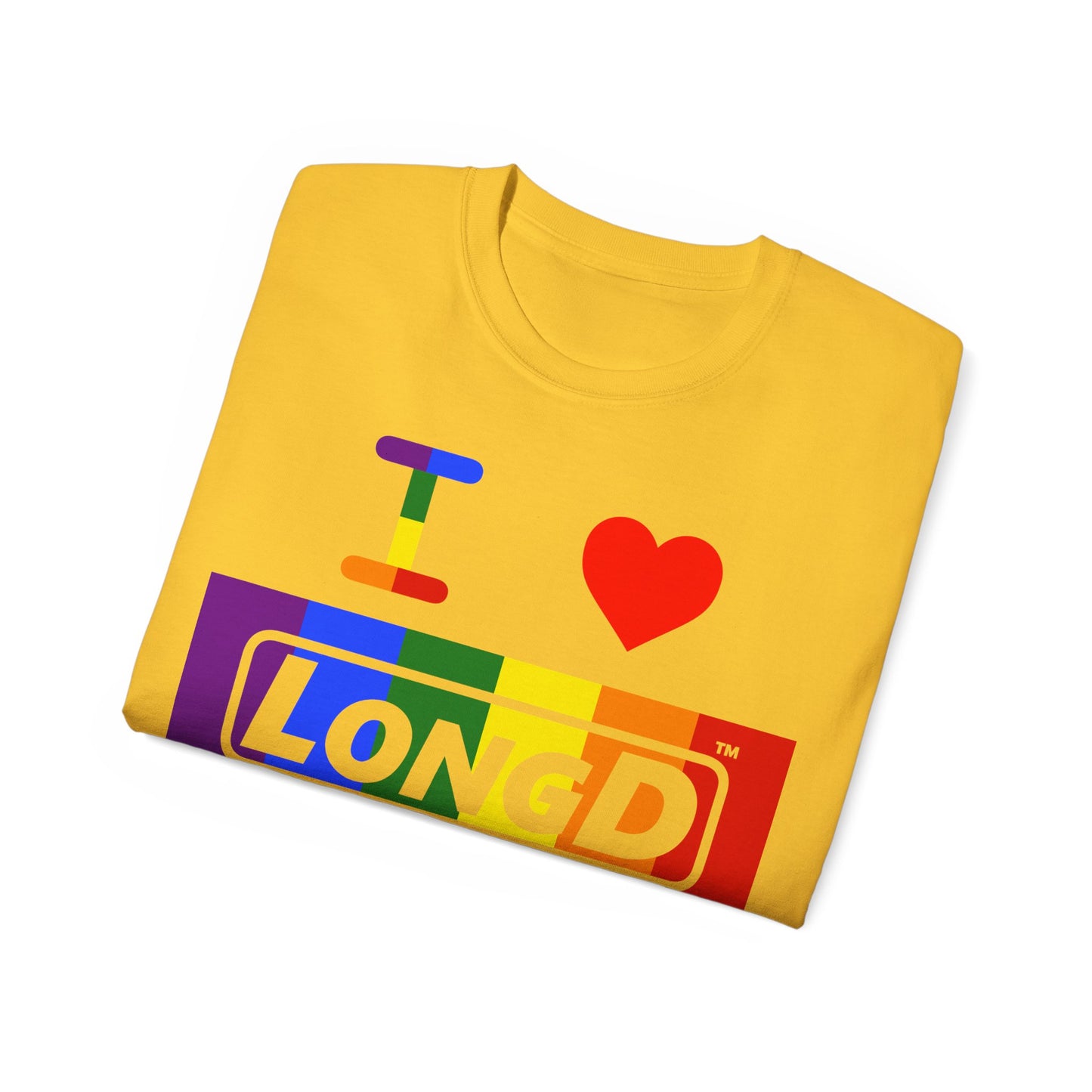 I Luv LongD® Logo Cotton Tee Pride rainbow negative text