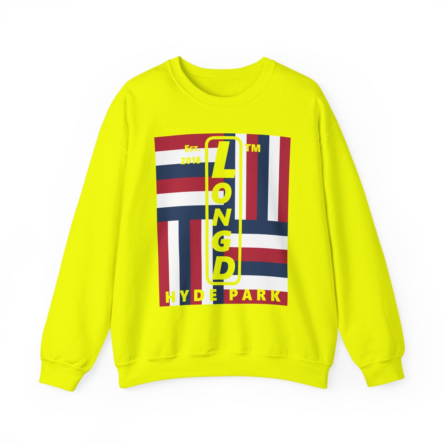 LongD negative windmill Hyde Park upright logo crewneck sweatshirt (patriotic colors)