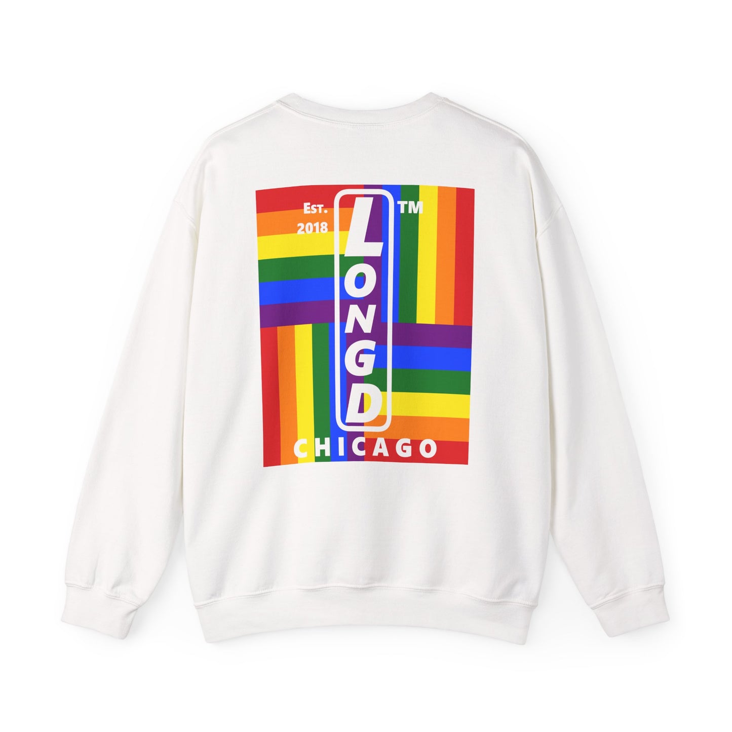 I Luv LongD negative windmill Chicago upright front-back logo crewneck sweatshirt