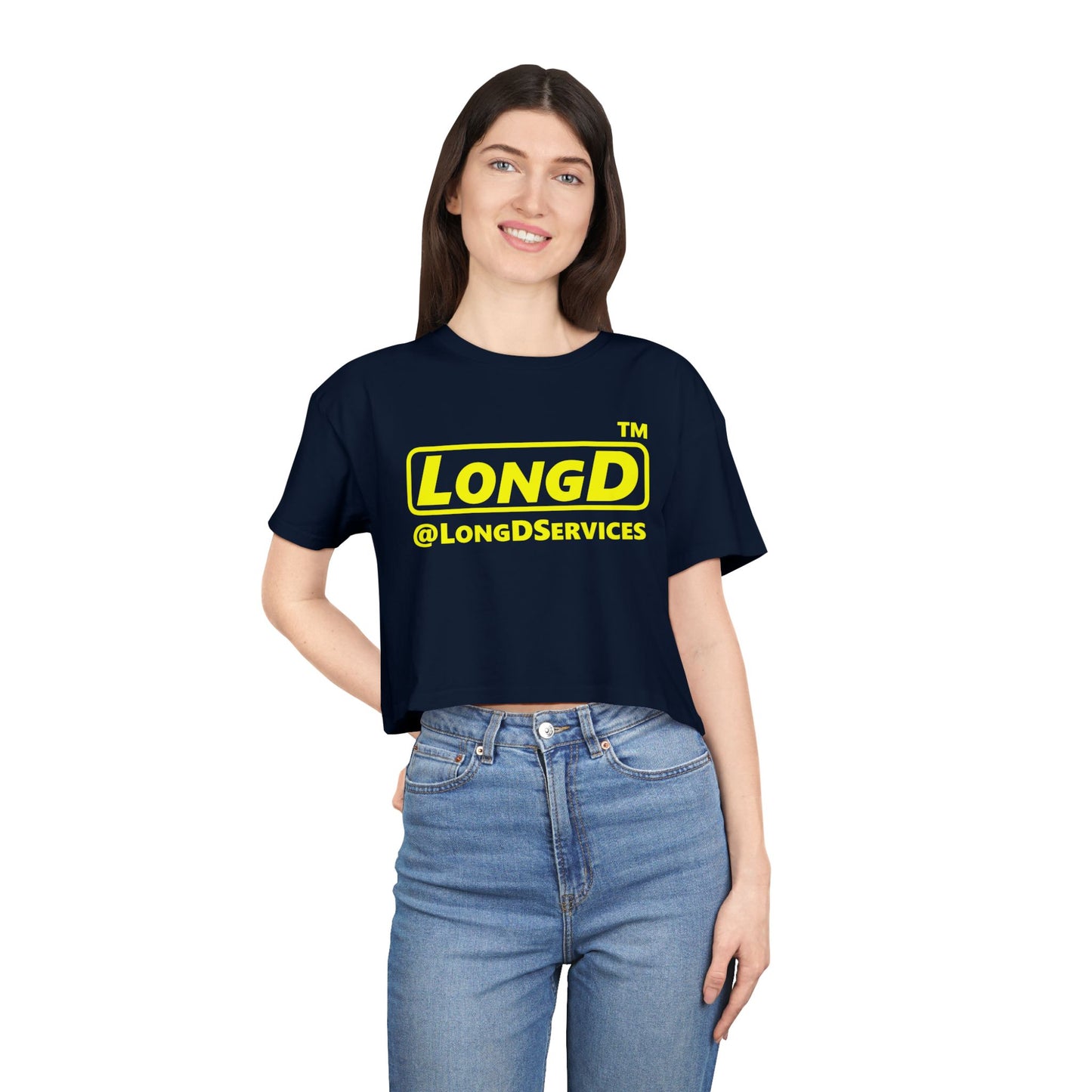 LongD Logo (Tag only positive alternate) Women's Crop Tee