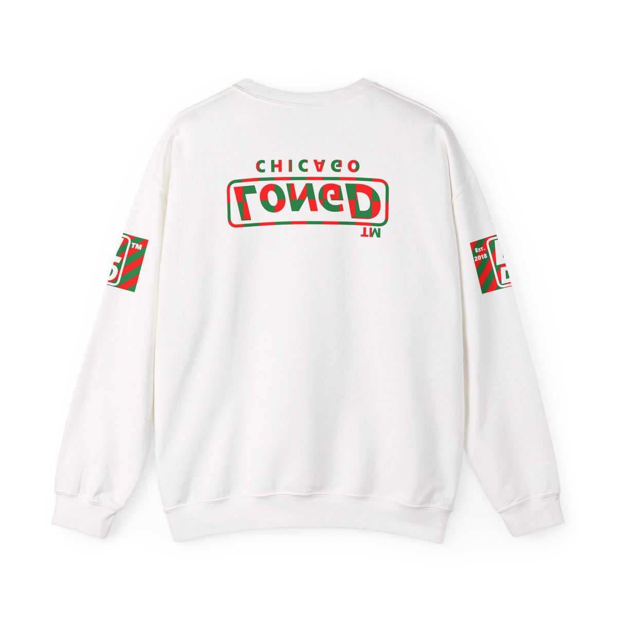 LongD Chicago positive checkered 4-print logo (Xmas colors) crewneck sweatshirt