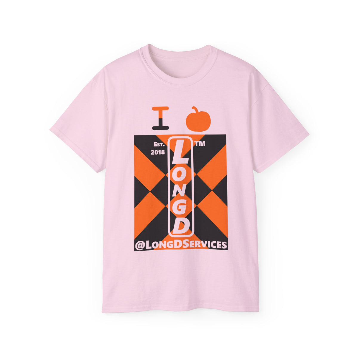 I pumpkin LongD Tag negative upright mixed argyle logo cotton tee