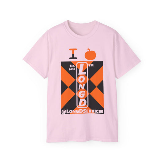 I pumpkin LongD Tag negative upright mixed argyle logo cotton tee