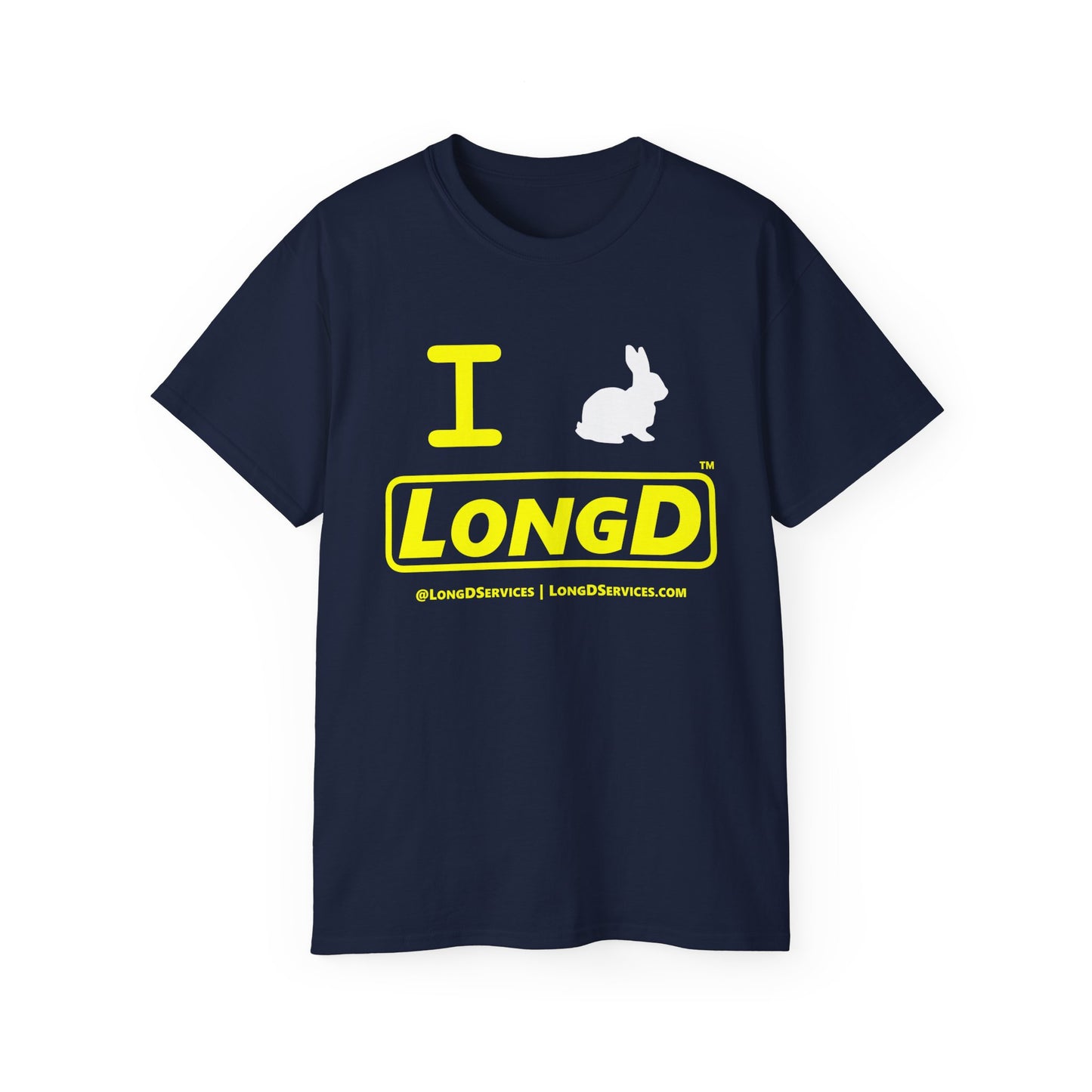 I Bunny LongD® Reverse Official Logo Cotton Tee (white Easter Bunny)
