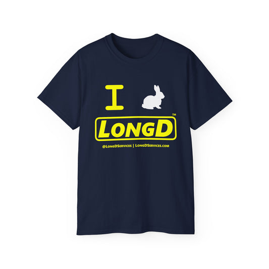 I Bunny LongD® Reverse Official Logo Cotton Tee (white Easter Bunny)