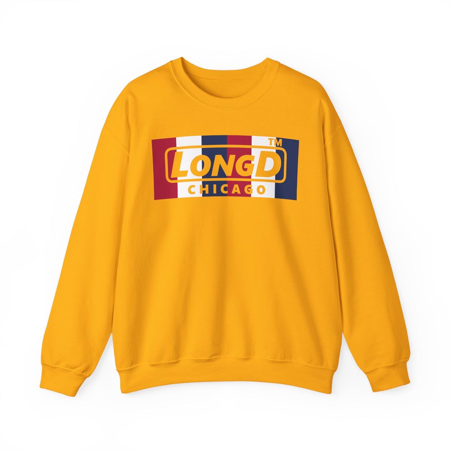 LongD negative vertical 6-striped Chicago logo crewneck sweatshirt (patriotic colors)