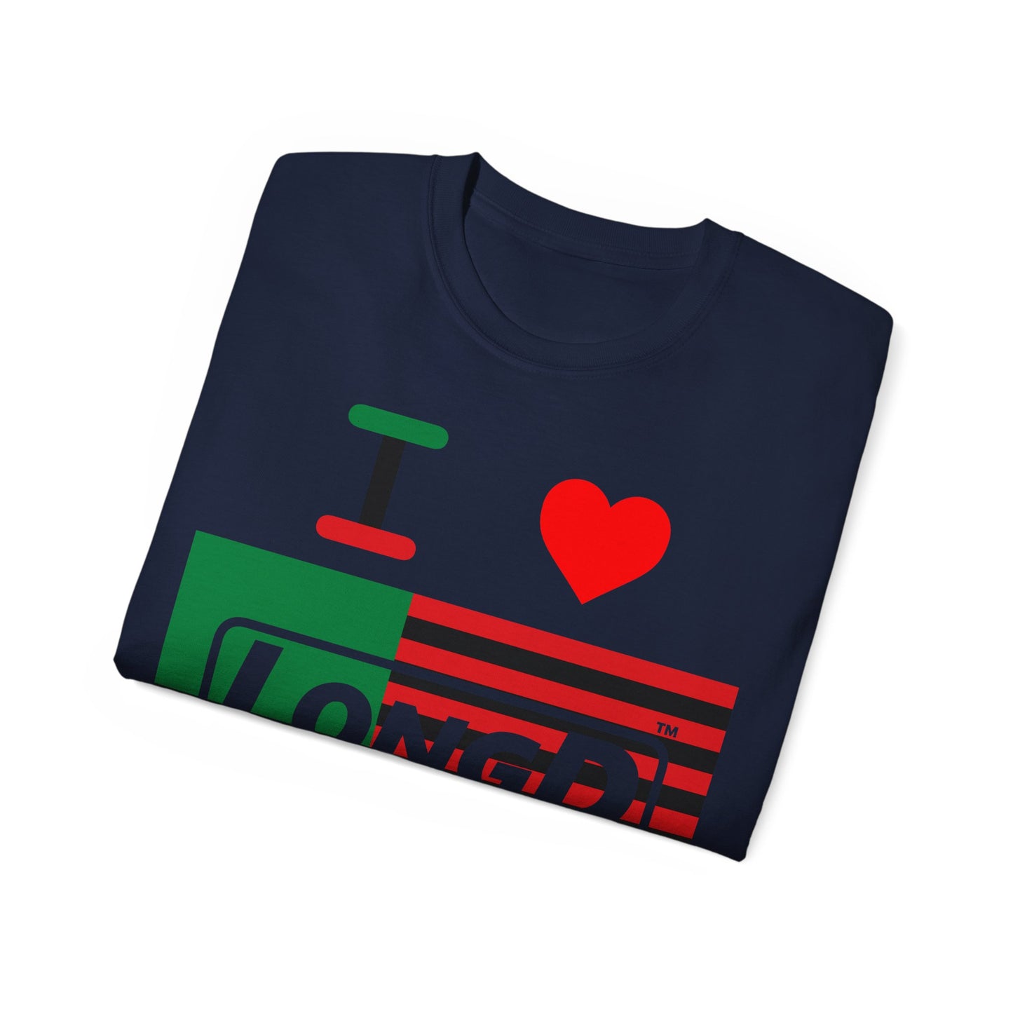I Luv LongD® Logo Cotton Tee Juneteenth negative flag