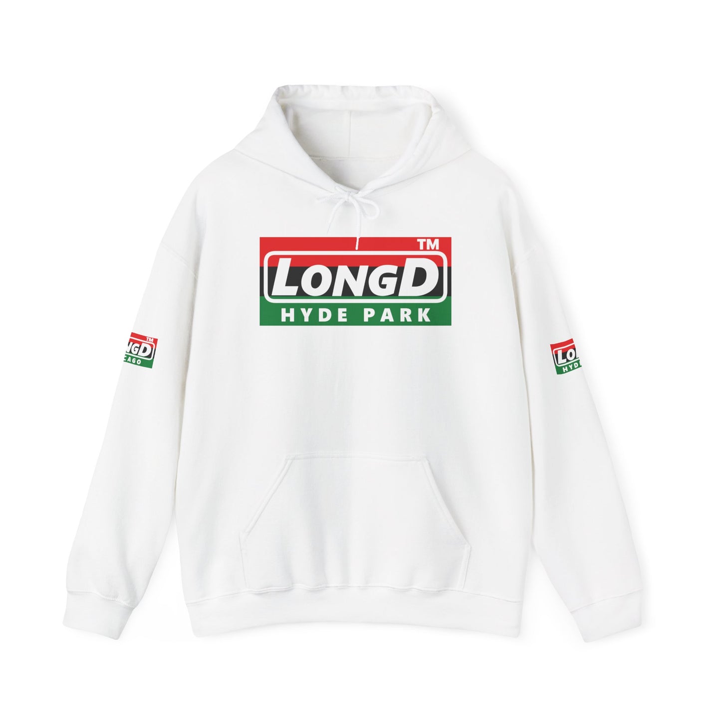 LongD® basic official Hyde Park 4-print flipped-back logo Hoodie (Juneteenth colors)