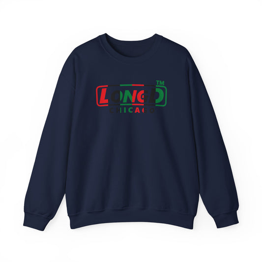 LongD positive vertical 6-striped Chicago logo crewneck sweatshirt (Juneteenth colors)