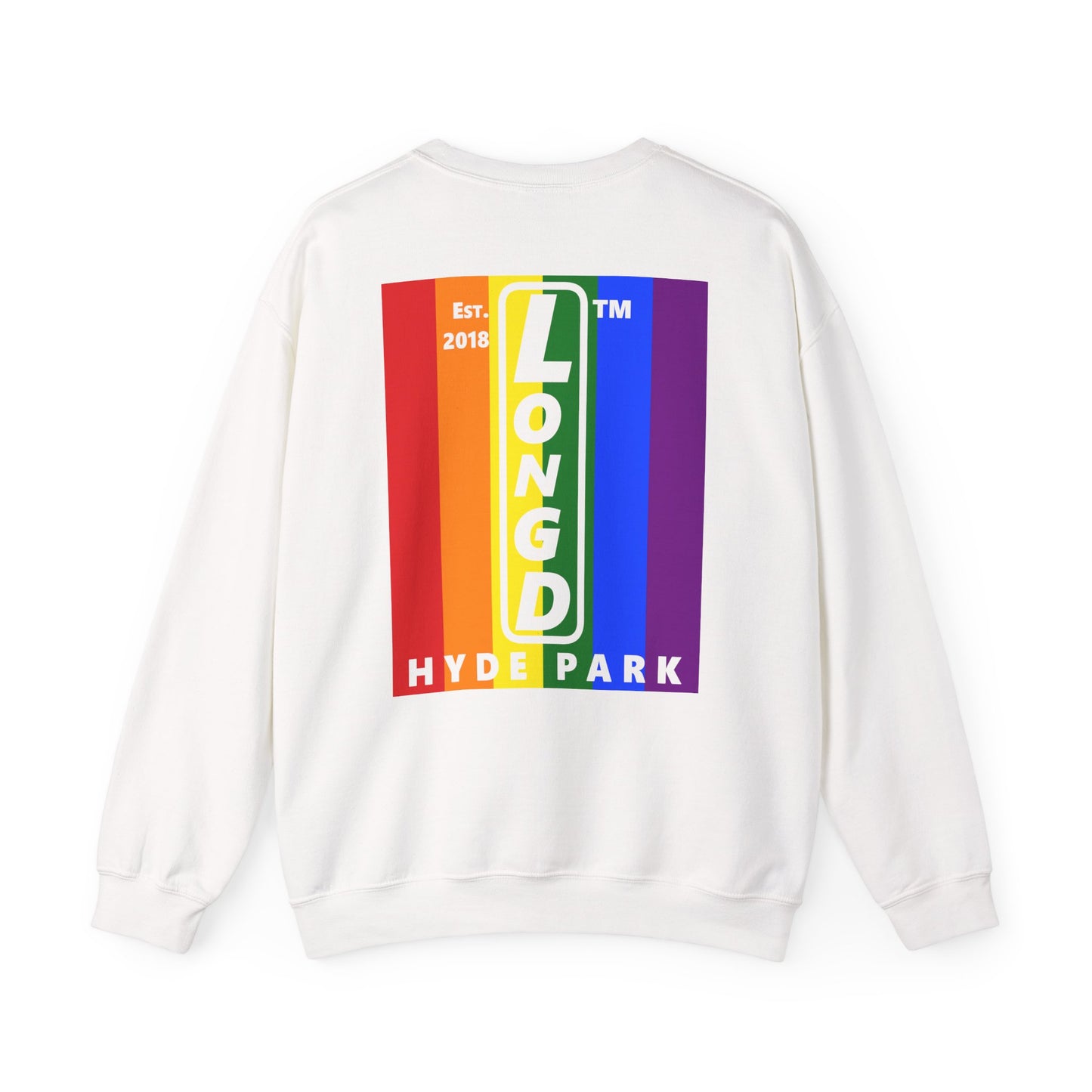 I Luv LongD negative windmill Hyde Park upright front-back logo crewneck sweatshirt