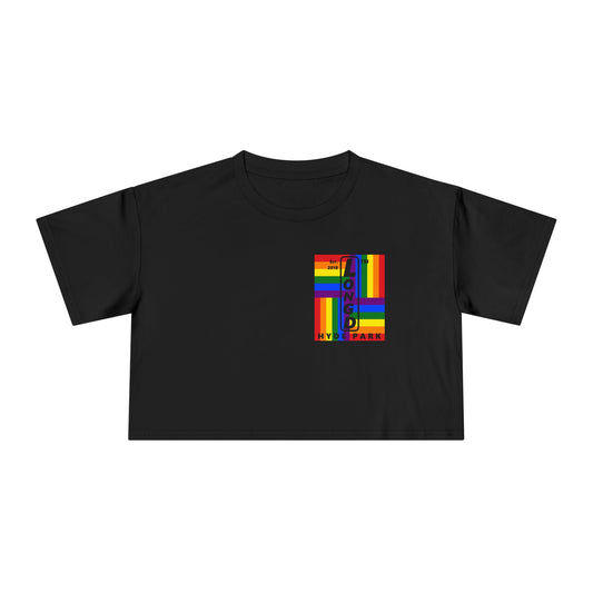 Negative windmill upright single-breasted Hyde Park logo crop tee (Pride colors)
