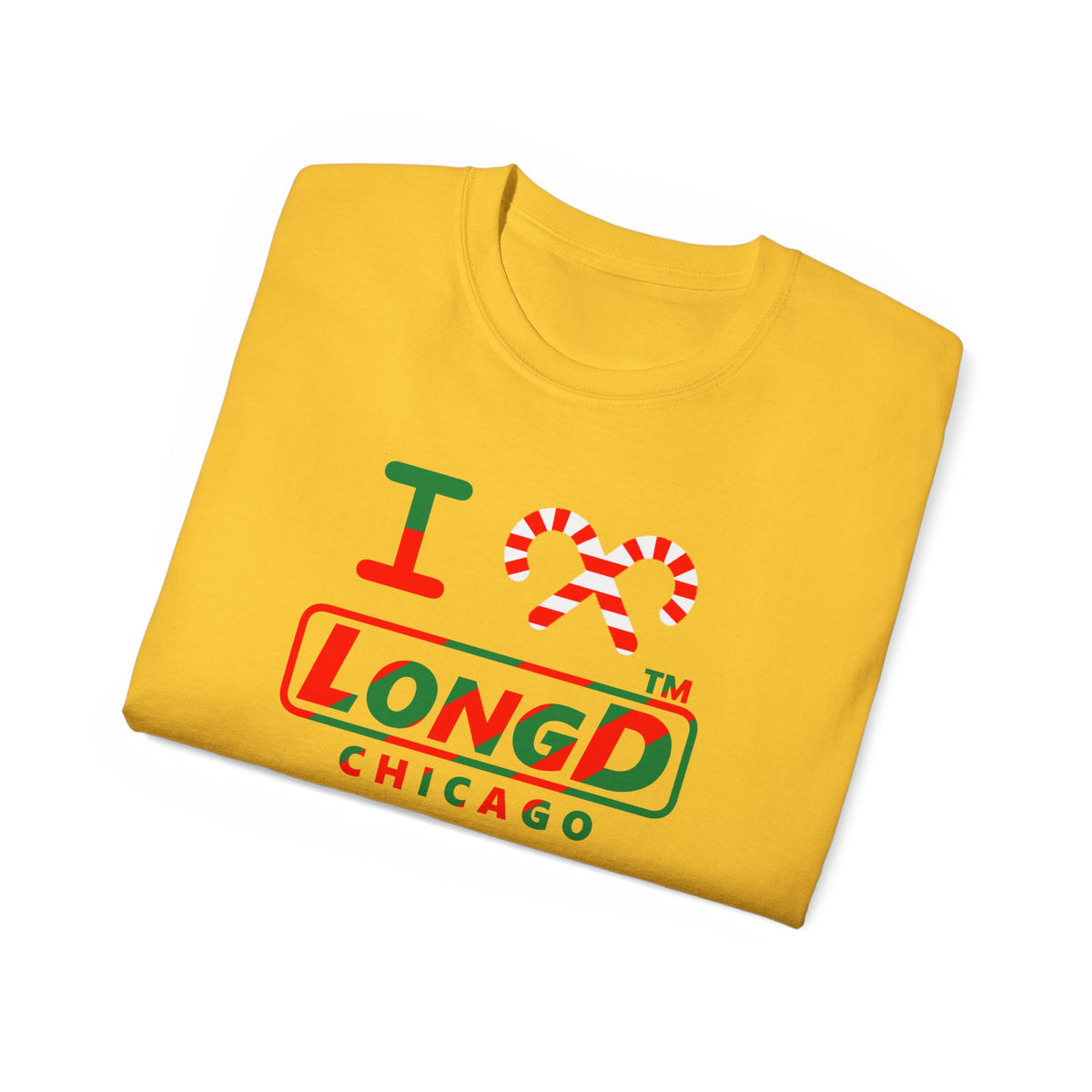 I candy cane LongD Chicago positive pixel-weighted 6-striped logo cotton tee