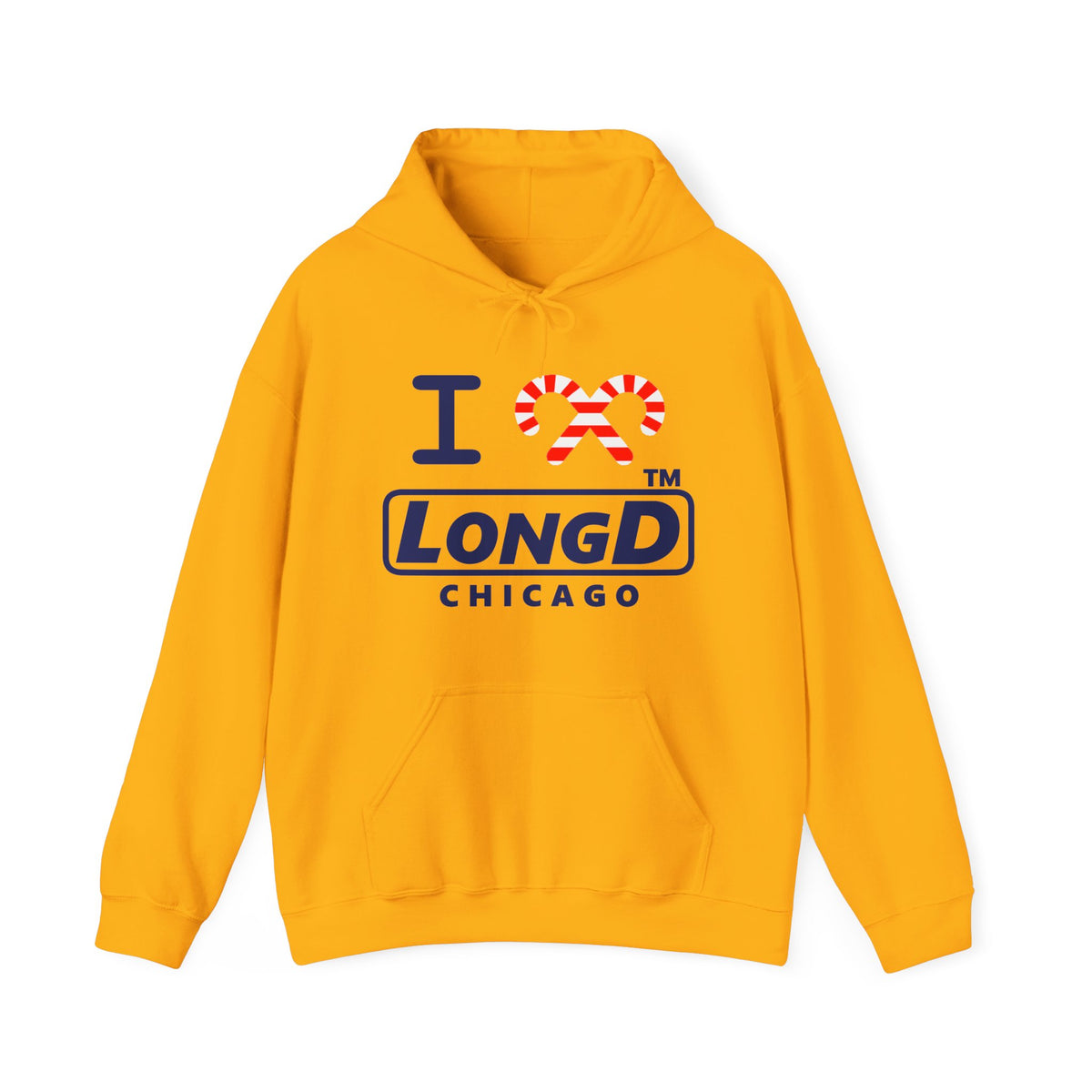 I candy cane LongD Chicago positive official basic navy front-back logo hoodie
