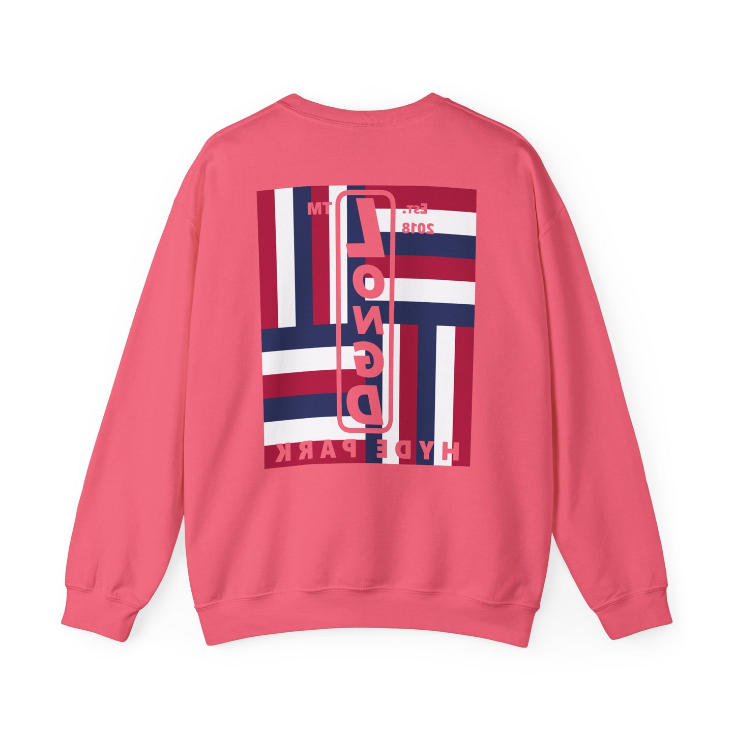 I Burst LongD negative windmill Hyde Park upright front-back logo crewneck sweatshirt