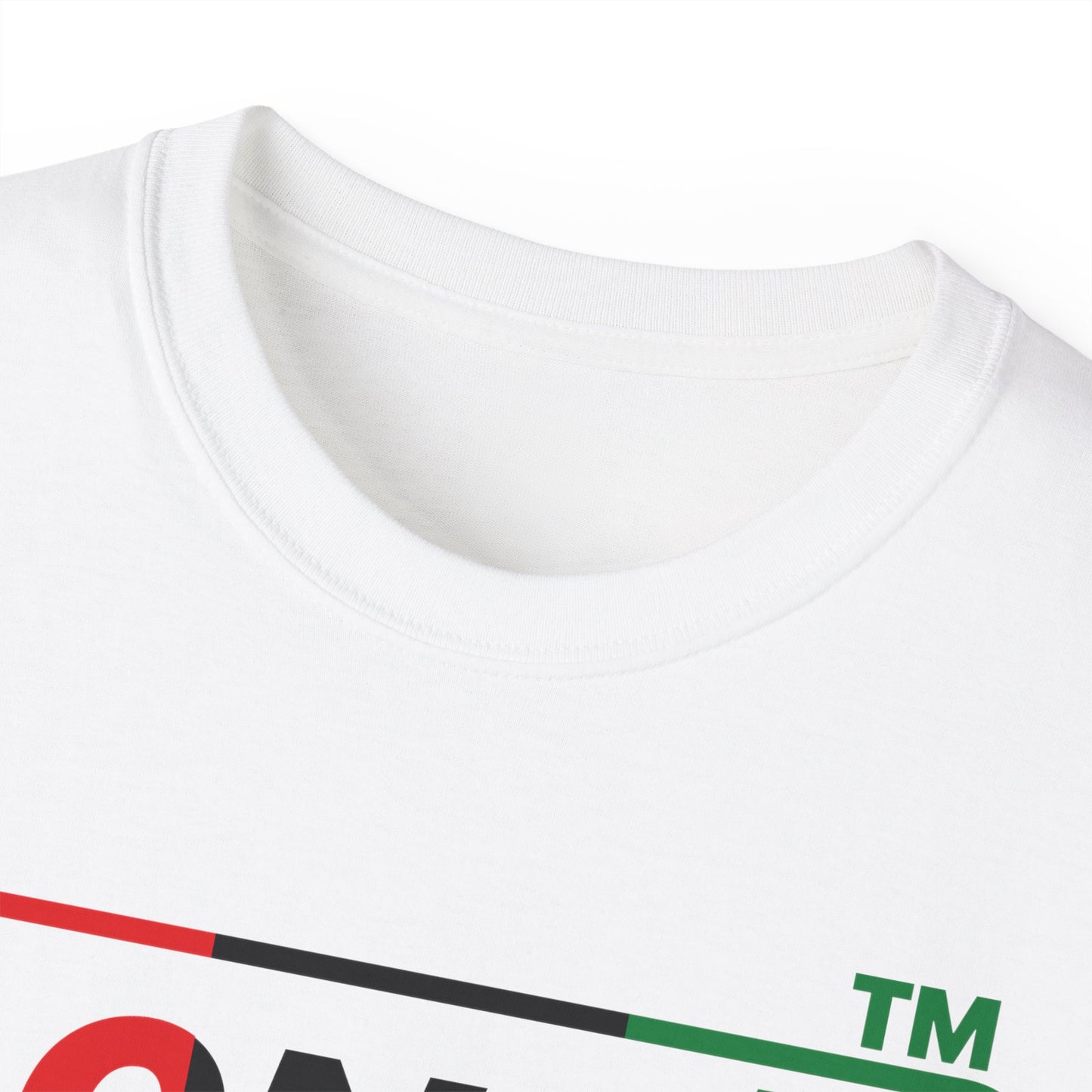 LongD positive vertical 3-striped Chicago logo cotton tee (Juneteenth colors)