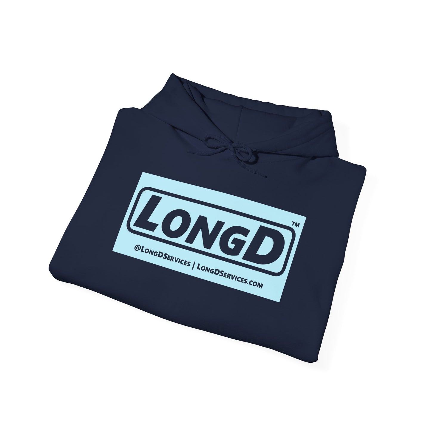 LongD® Logo Hoodie pastel negative blue text