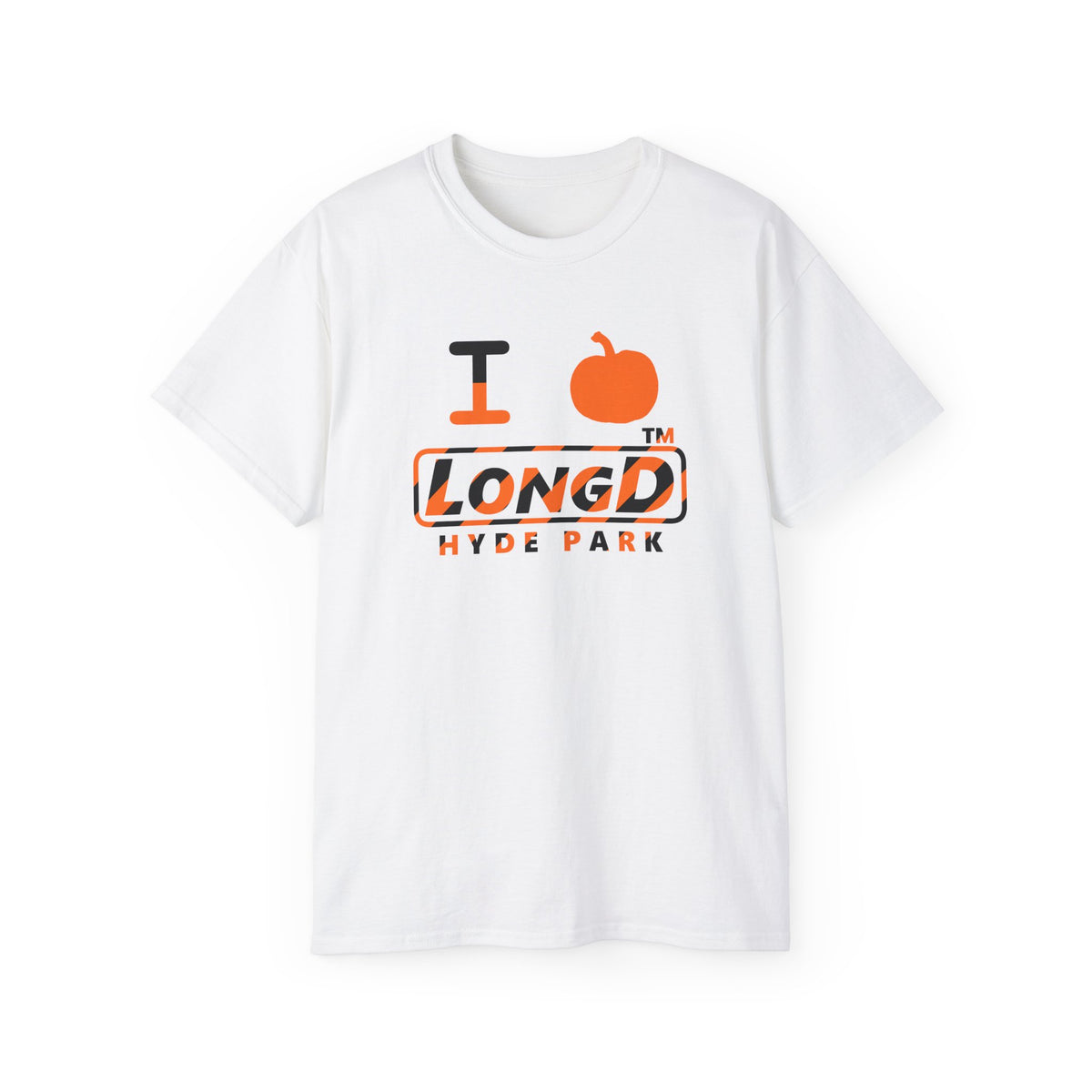 I pumpkin LongD Hyde Park positive 12-striped logo cotton tee