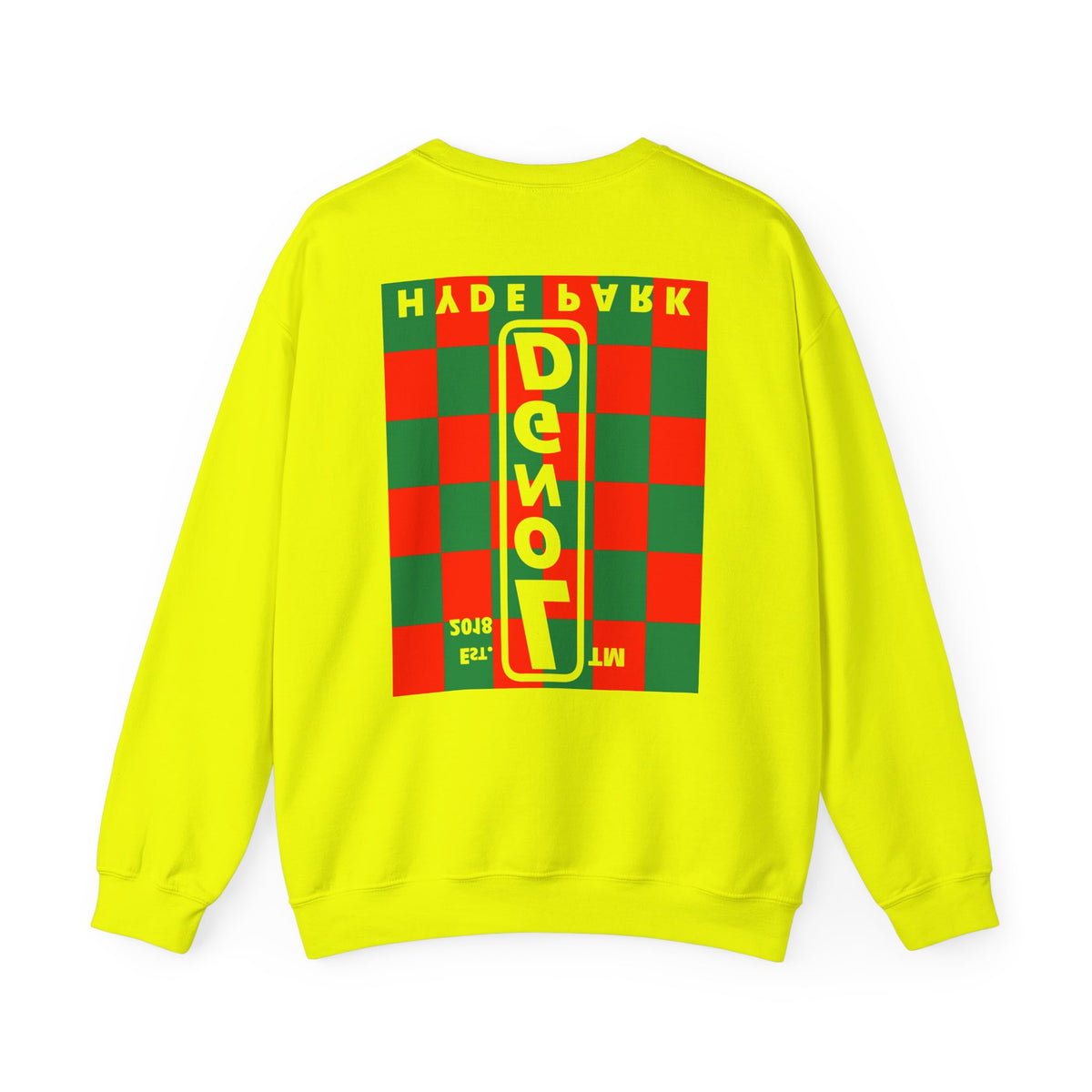 LongD Hyde Park negative upright checkered front-back logo (Xmas colors) crewneck sweatshirt