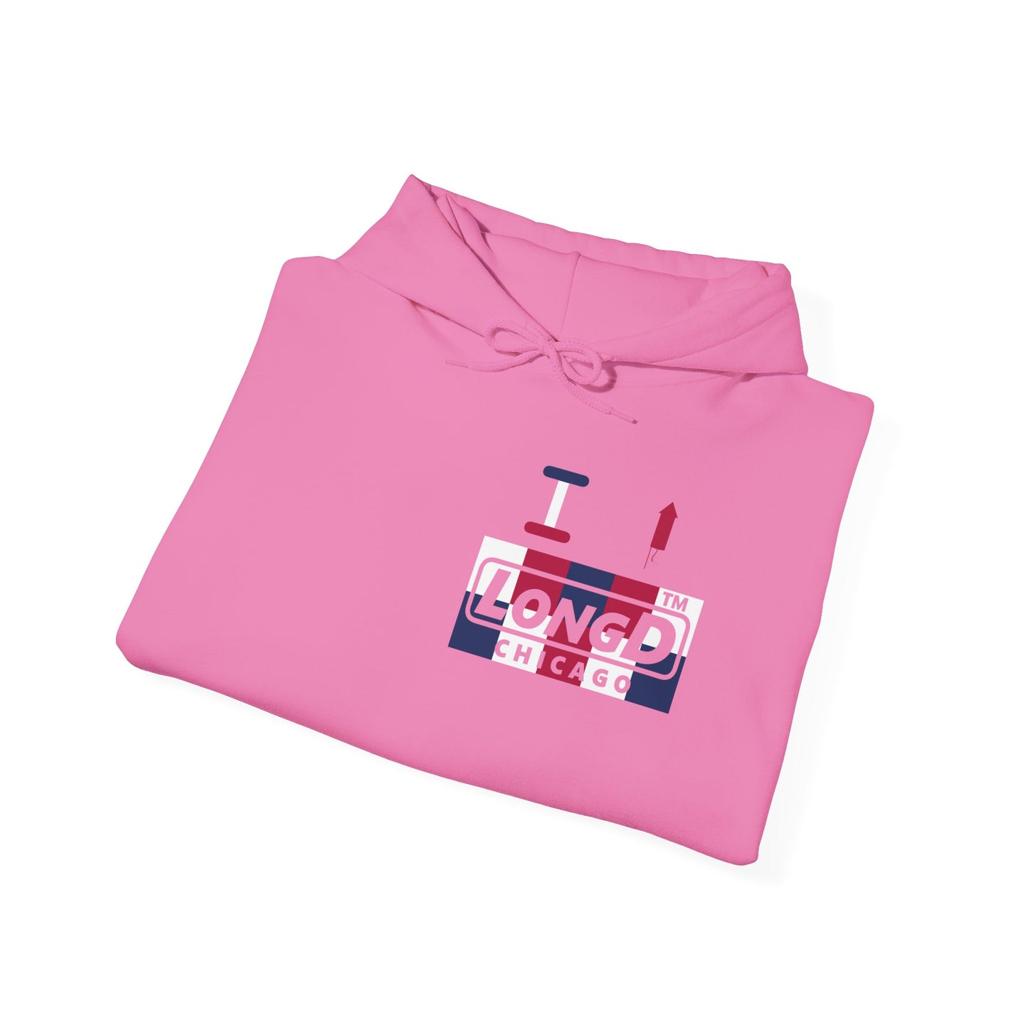 I firecracker LongD® negative 2x5 4-print single breasted Chicago logo hoodie