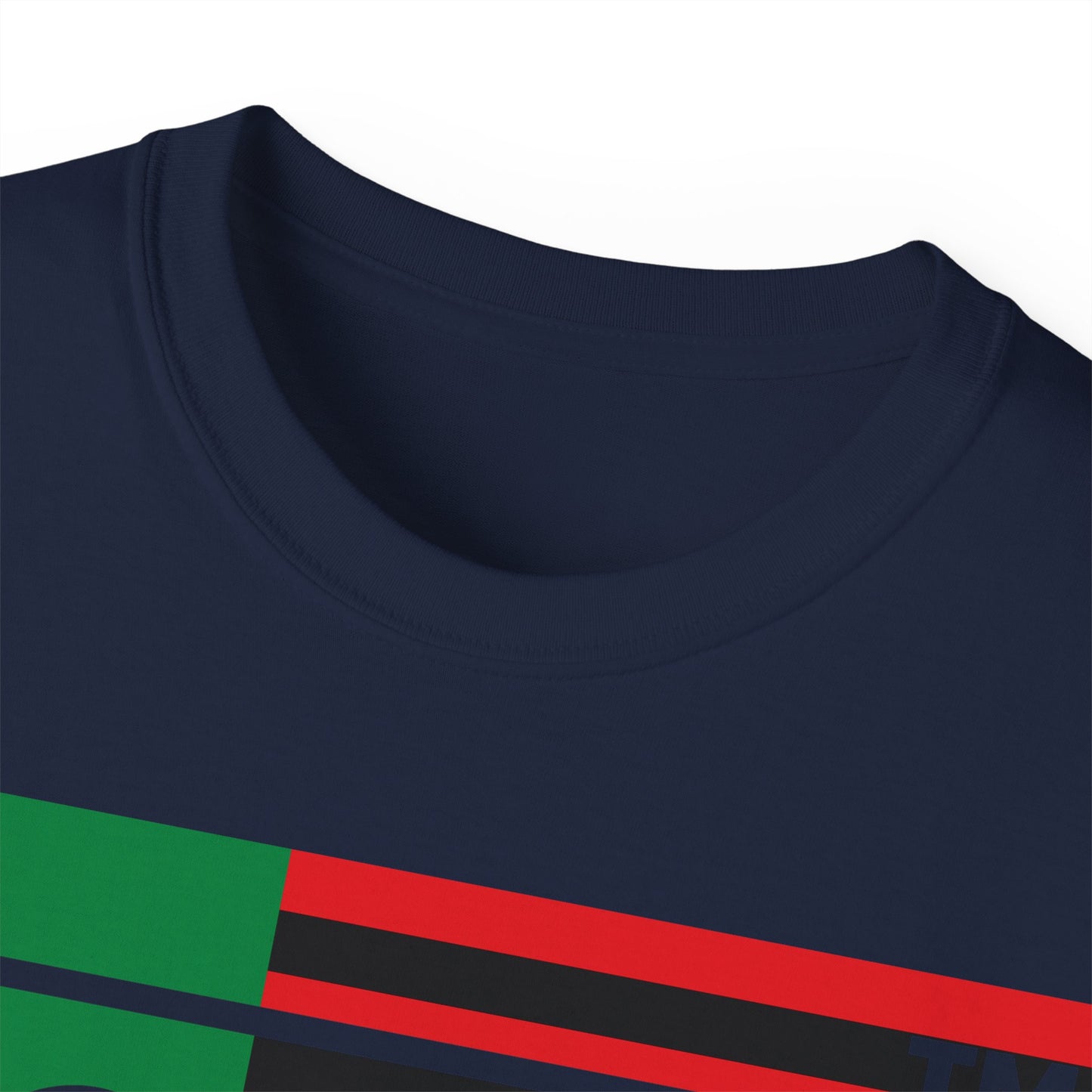 LongD negative flag Hyde Park logo cotton tee (Juneteenth colors)