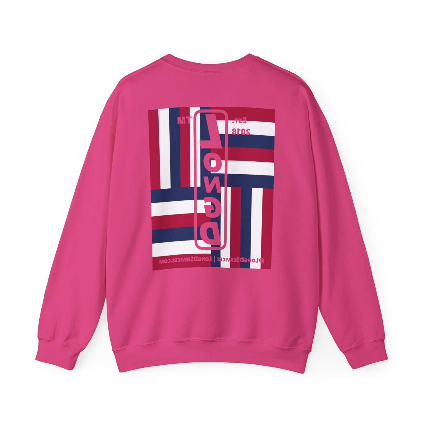 I Burst LongD negative windmill tag-domain upright front-back logo crewneck sweatshirt