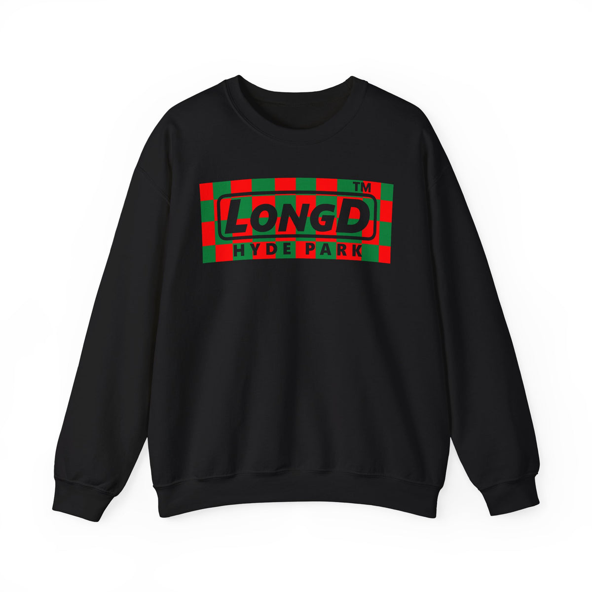 LongD Hyde Park negative checkered logo (Xmas colors) crewneck sweatshirt