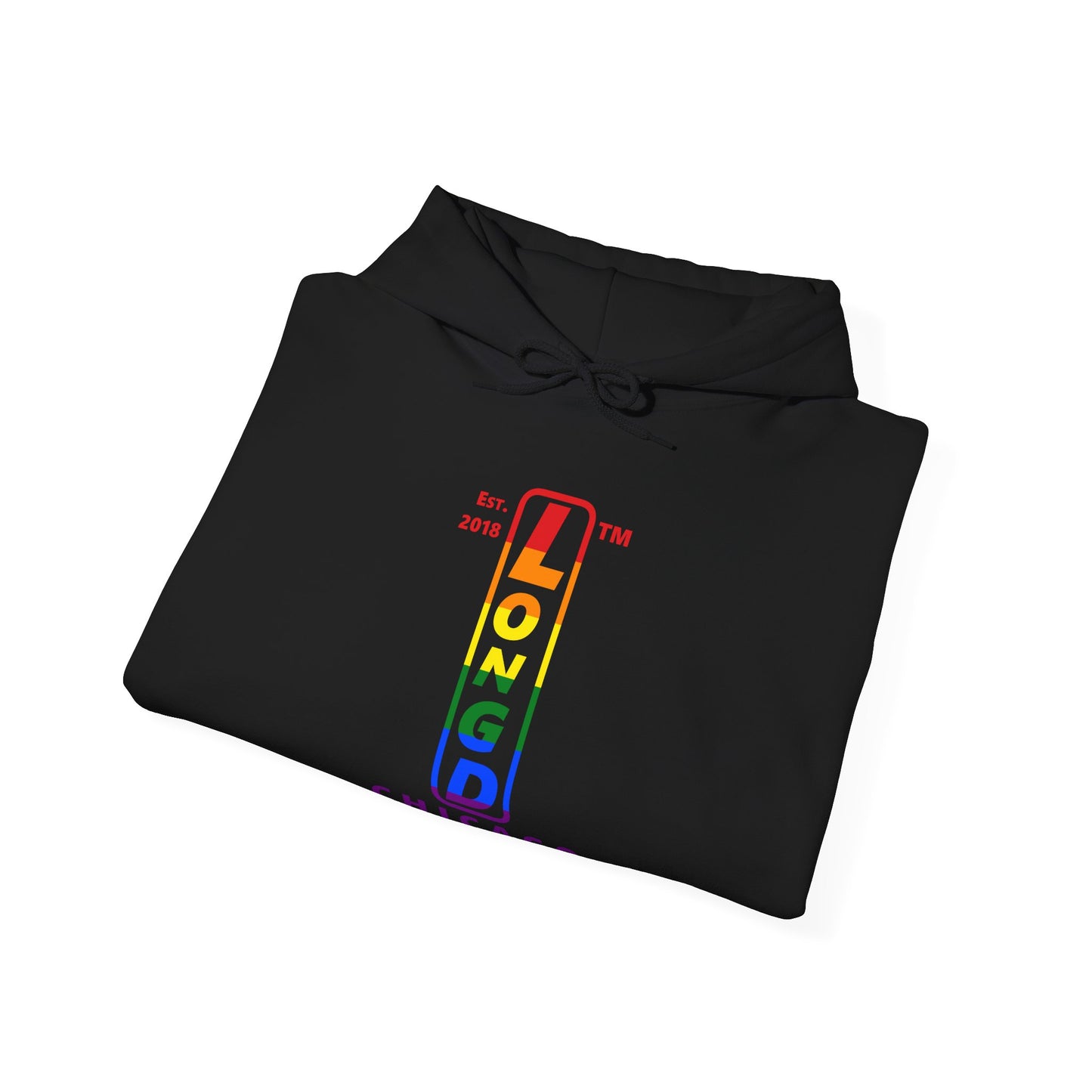 LongD® positive horizontal 6-striped Chicago logo hoodie (Pride colors)