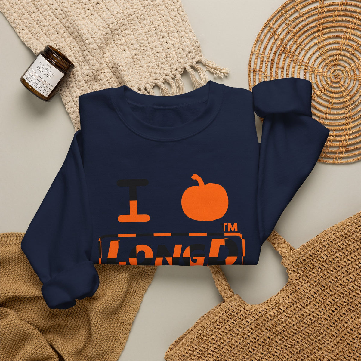 I pumpkin LongD Chicago positive checkered logo crewneck sweatshirt