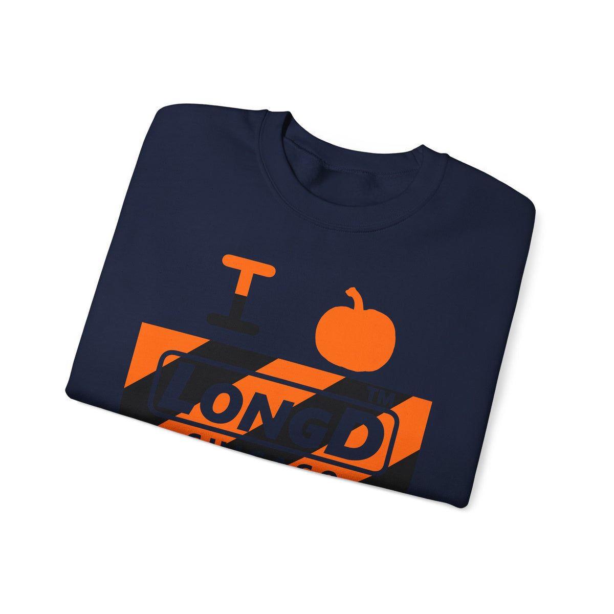I pumpkin LongD Chicago negative diagonal 6-striped logo crewneck sweatshirt