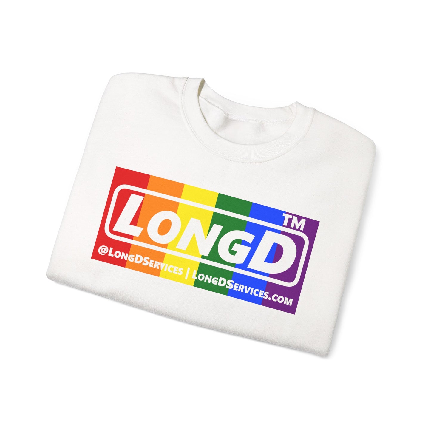 LongD official basic 4-print tag-domain logo crewneck sweatshirt with Pride heart