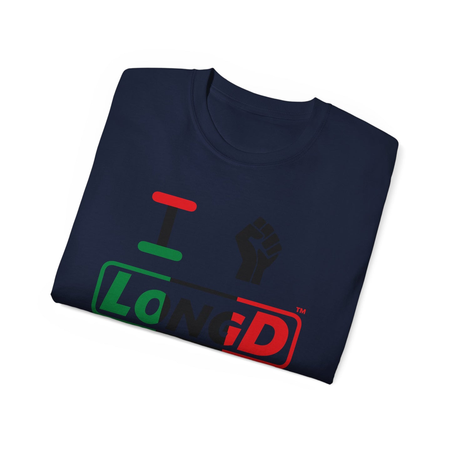 I Fist LongD® Logo Cotton Tee Juneteenth black fist positive thirds text