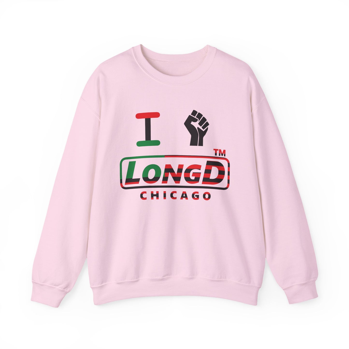I fist LongD positive flag Chicago logo crewneck sweatshirt