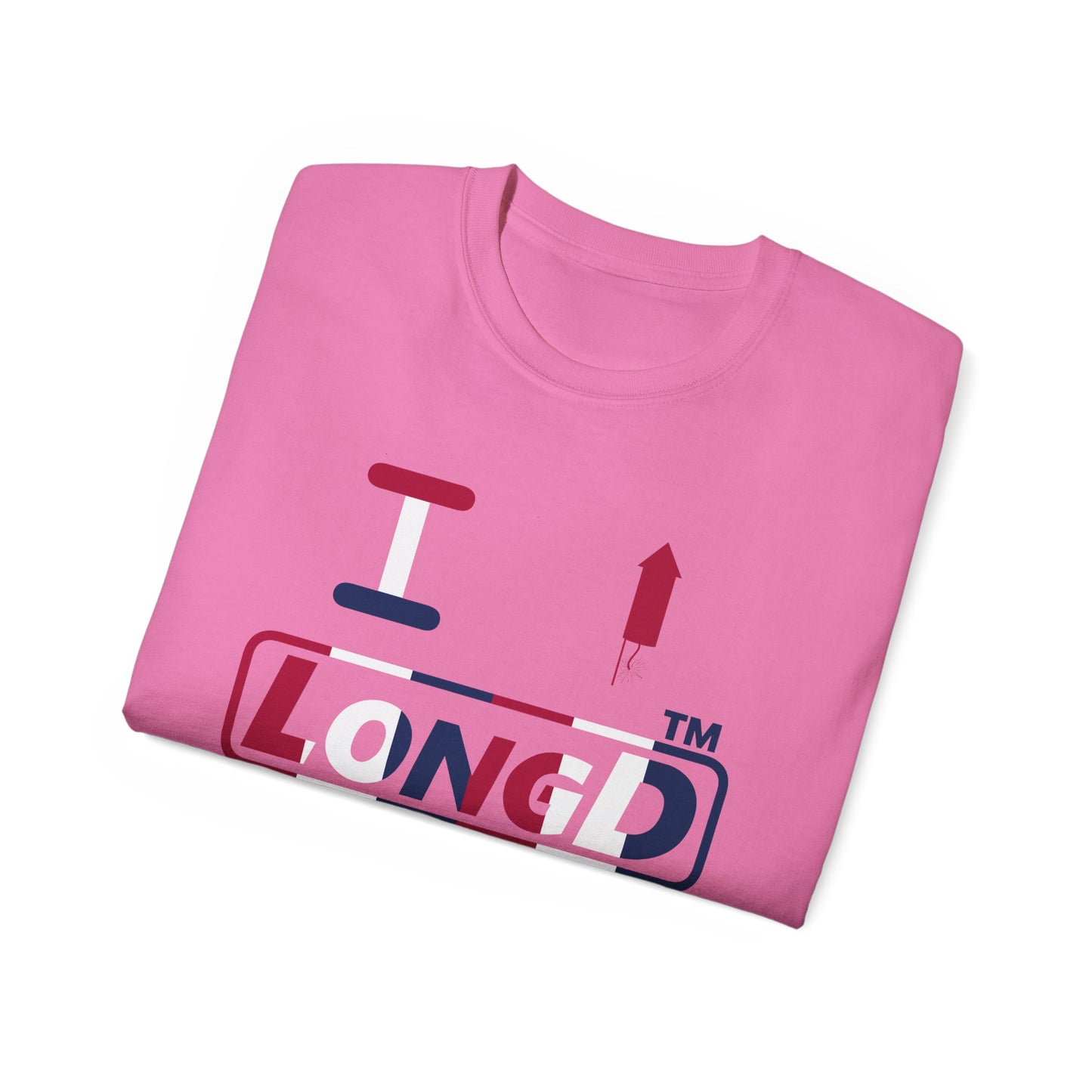 I firecracker LongD positive vertical 6-striped tag-domain logo cotton tee
