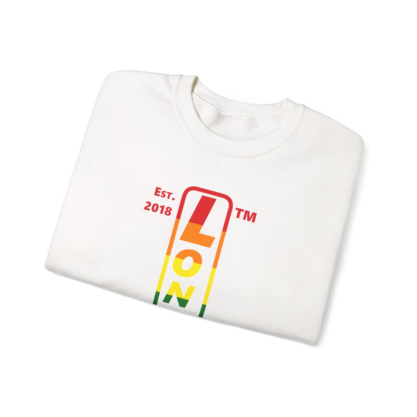 LongD positive horizontal 6-striped Chicago 4-print upright logo crewneck sweatshirt (Pride colors)