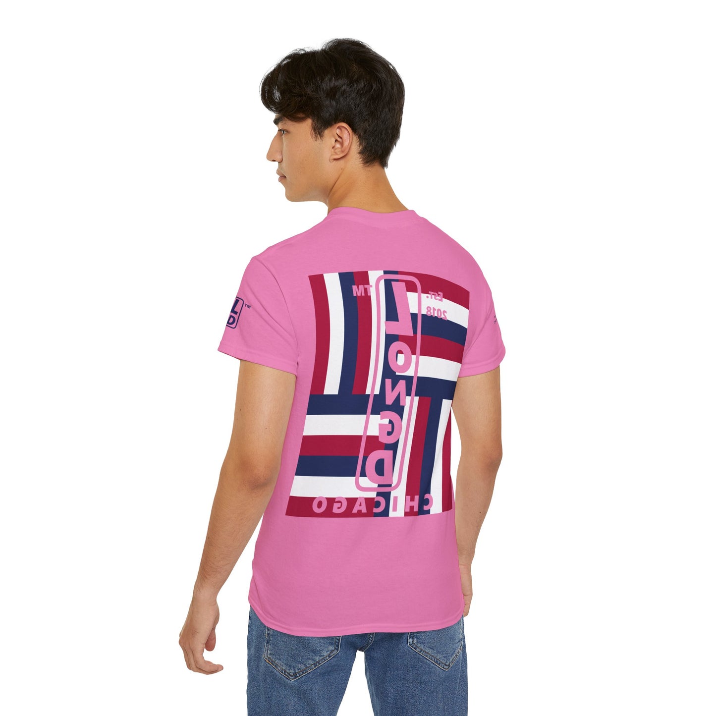 I Burst LongD cotton tee negative windmill 4-print Chicago upright logo (Patriotic colors)