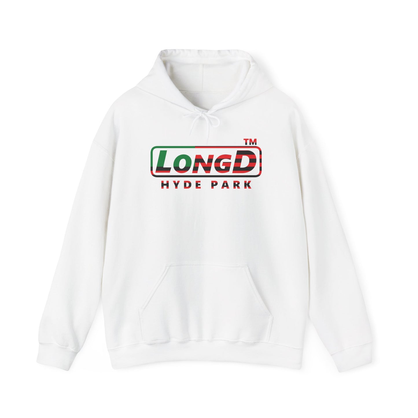 LongD® positive flag Hyde Park logo Hoodie (Juneteenth colors)