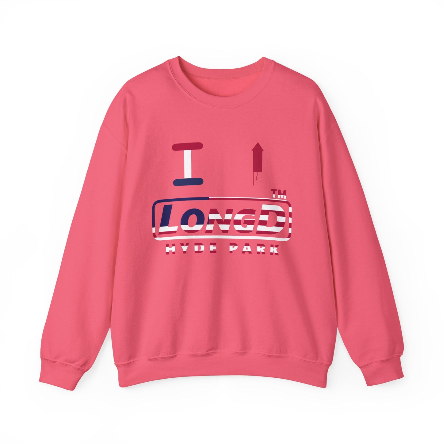 I firecracker LongD positive flag Hyde Park logo crewneck sweatshirt