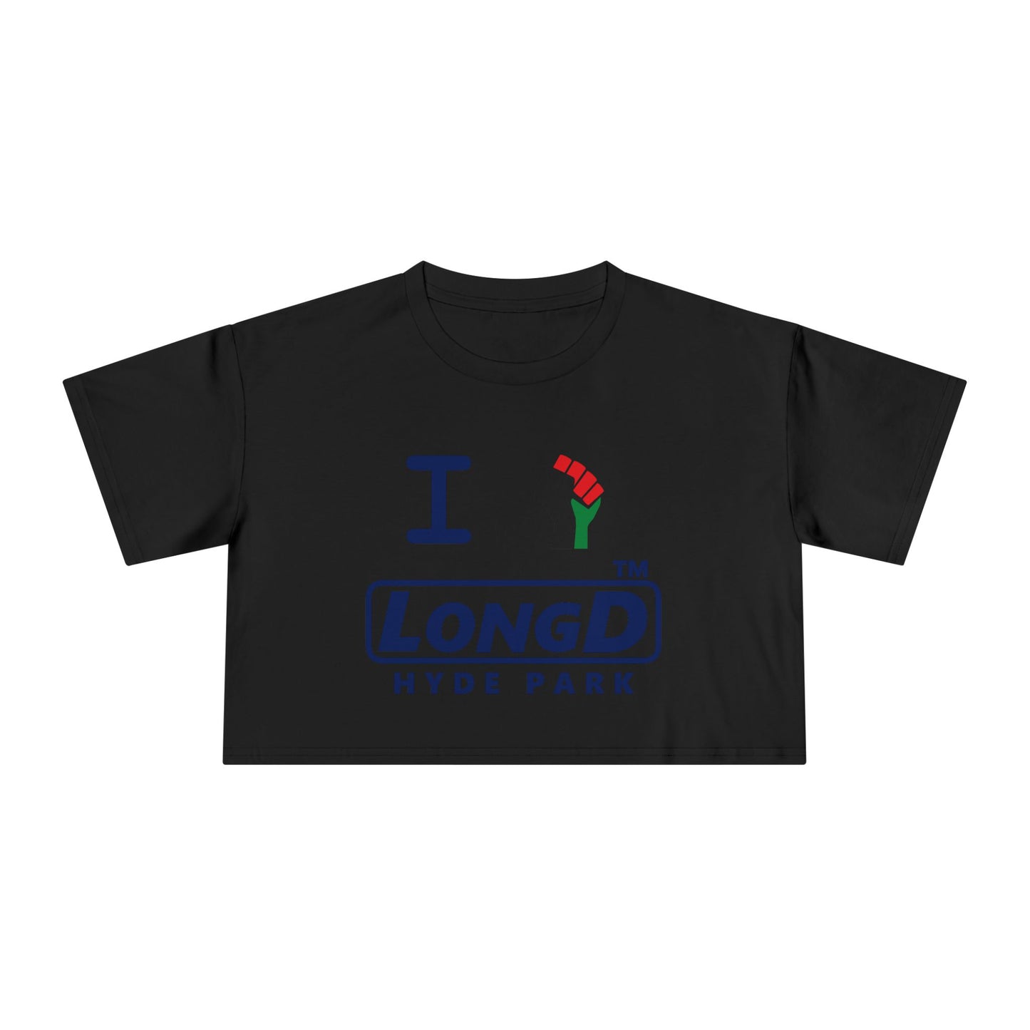 I fist LongD official front-back Hyde Park logo crop tee